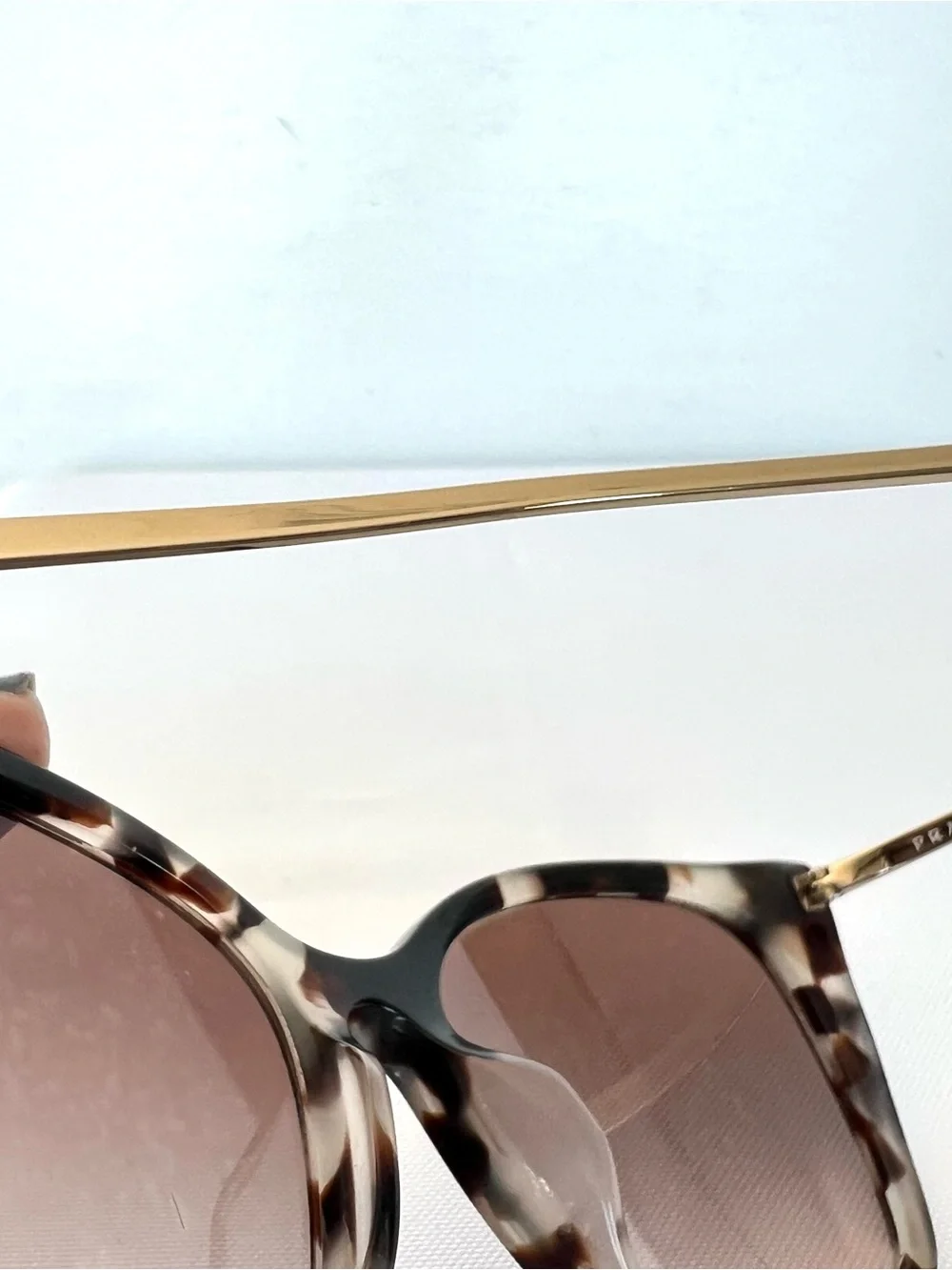 PRADA SPR 12X-F Cat Eye Brown Gradient Lens Tortoise Gold Metal Frame Sunglasses
